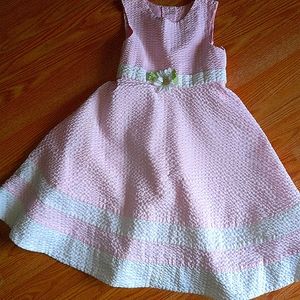 Girls Sophie Rose pink seersucker party dress size 6X